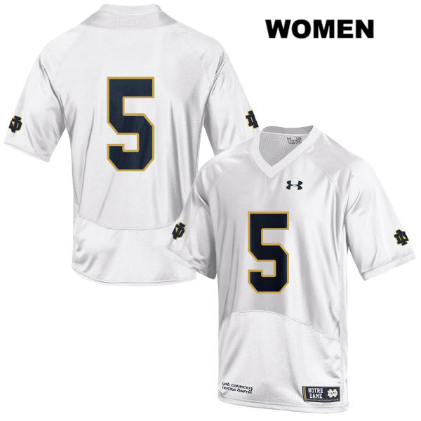 Women's NCAA Notre Dame Fighting Irish #5 Troy Pride Jr. Stitched College Under Armour Authentic White No Name Football Jersey PL10Q12PF